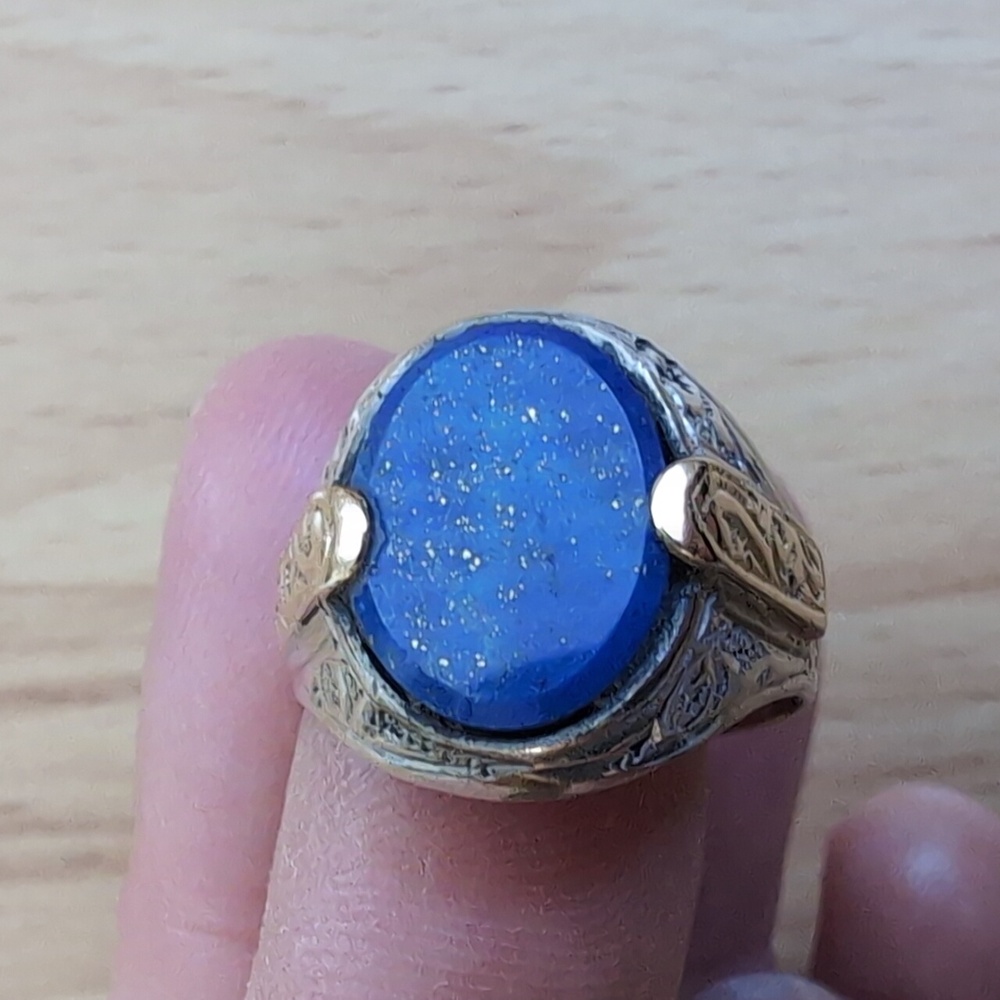 Real silver and gold lapis custom made ring